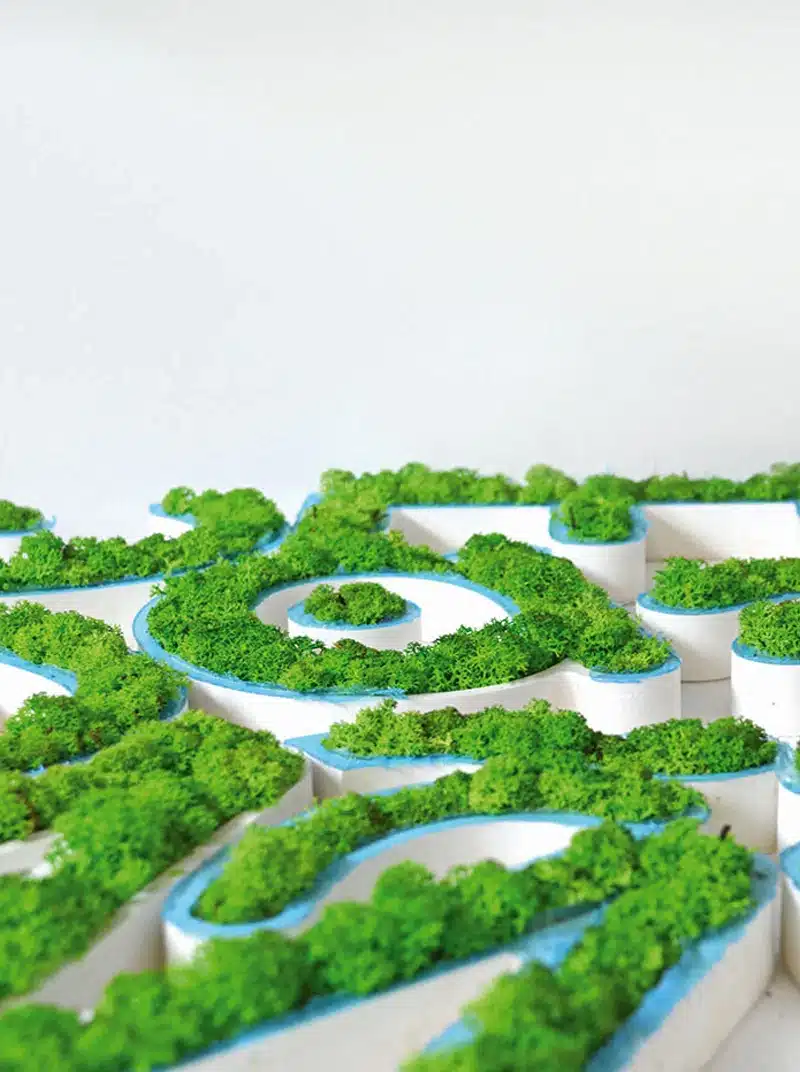 Arta mușchi verde pe fundal alb