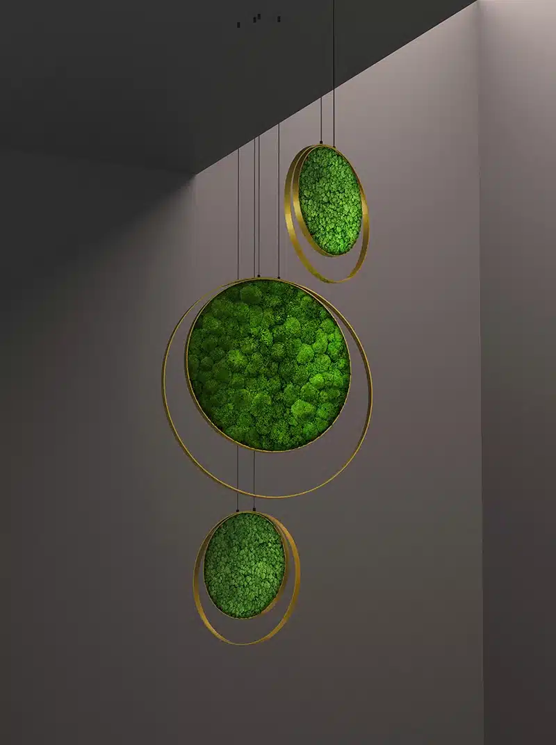 Modern wall art with green circular decor